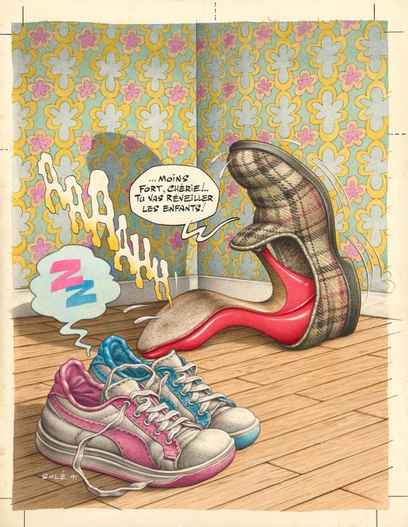 Jean Sol&eacute; - Couverture originale de Fluide Glacial r&eacute;alis&eacute;e 