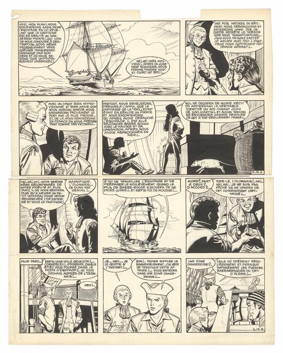 Victor Hubinon - Barbe-Rouge, D&eacute;fi au Roy, Planche originale