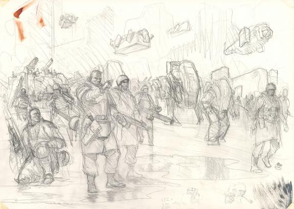 Karl Kopinski - Game AT 43, Scene soldat, illustration origi