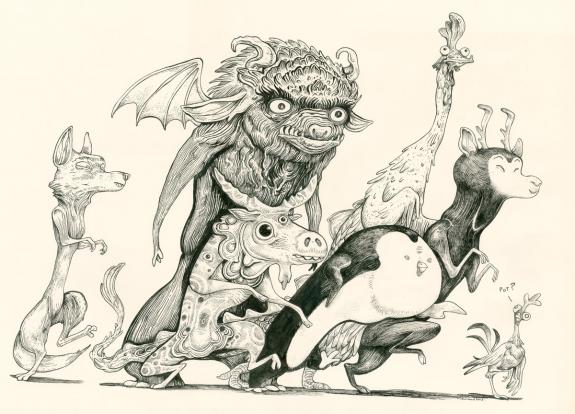 Lionel Richerand - Dans la for&ecirc;t, Illustration originale, la