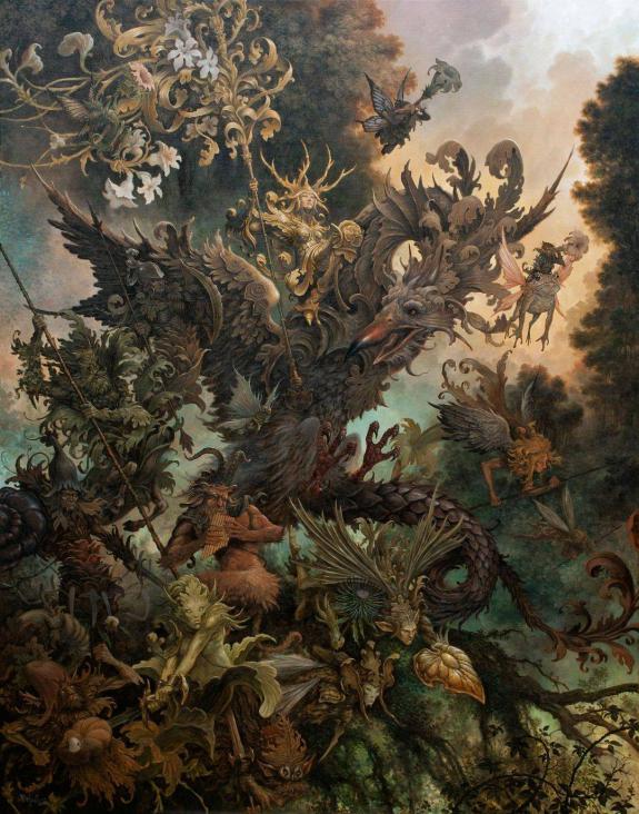 Julien Delval - Le Peuple des Acanthes, peinture originale