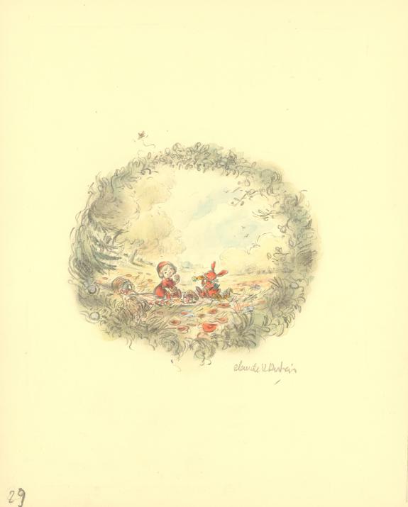 Claude K. Dubois - Petit lapin rouge, Illustration originale