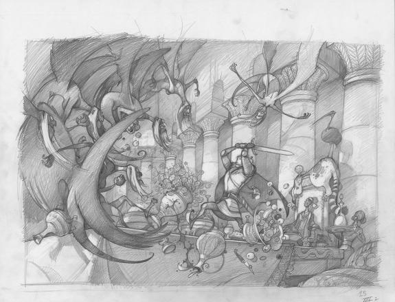 Fr&eacute;d&eacute;ric Pillot - Orlando Furioso, Crayonn&eacute; original chapitr