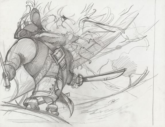 Fr&eacute;d&eacute;ric Pillot - Balbuzar, Crayonn&eacute; pr&eacute;paratoire original r