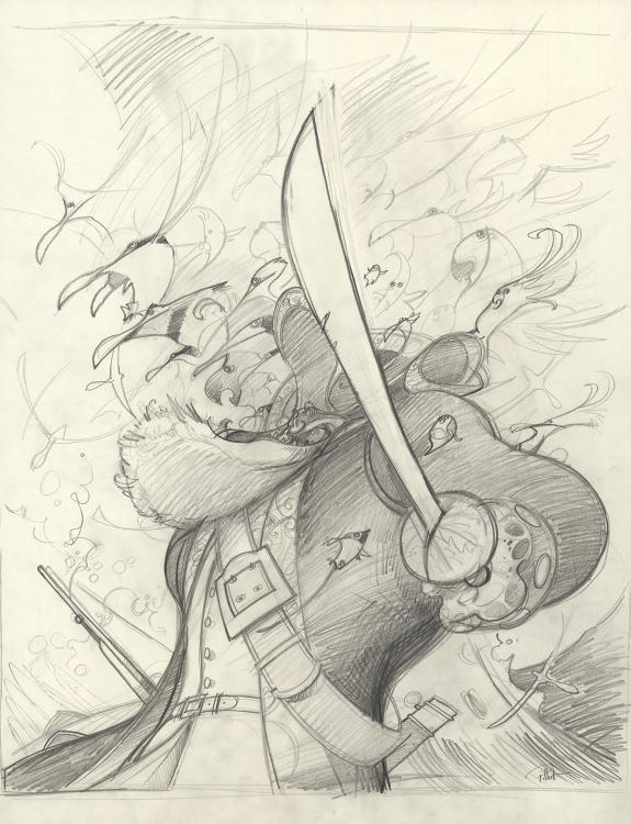 Fr&eacute;d&eacute;ric Pillot - Balbuzar, Crayonn&eacute; pr&eacute;paratoire original r