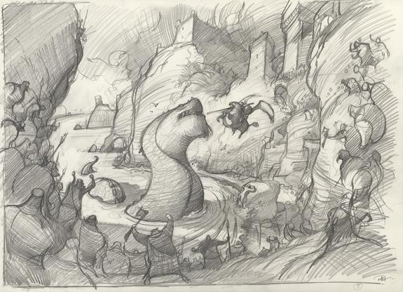 Fr&eacute;d&eacute;ric Pillot - Orlando Furioso, Crayonn&eacute; pr&eacute;paratoire ori