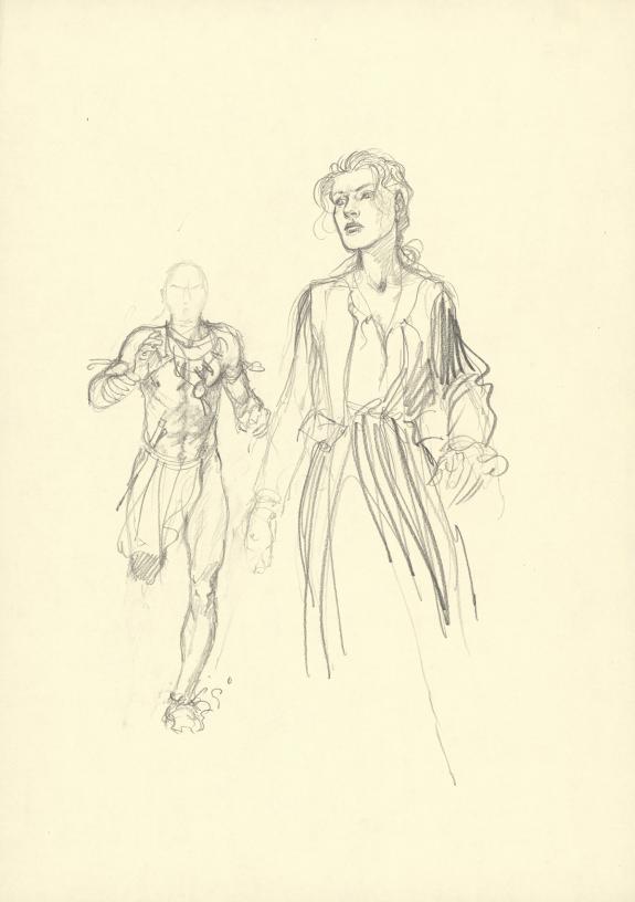 Andr&eacute; Juillard - Plume aux Vents, L'Oiseau-Tonnerre, Crayonn