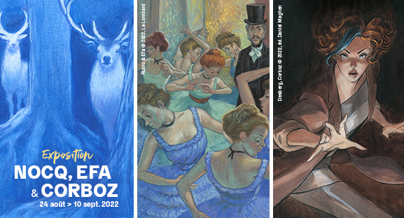 Exposition Gaetan Nocq, Efa et Yannick Corboz, du 24 août au 10 septembre 2022 à la galerie Daniel Maghen